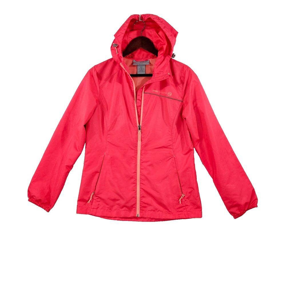 Free Country Womens Windbreaker Jacket Hooded‎ Full Zip Softshell Lined Orange S